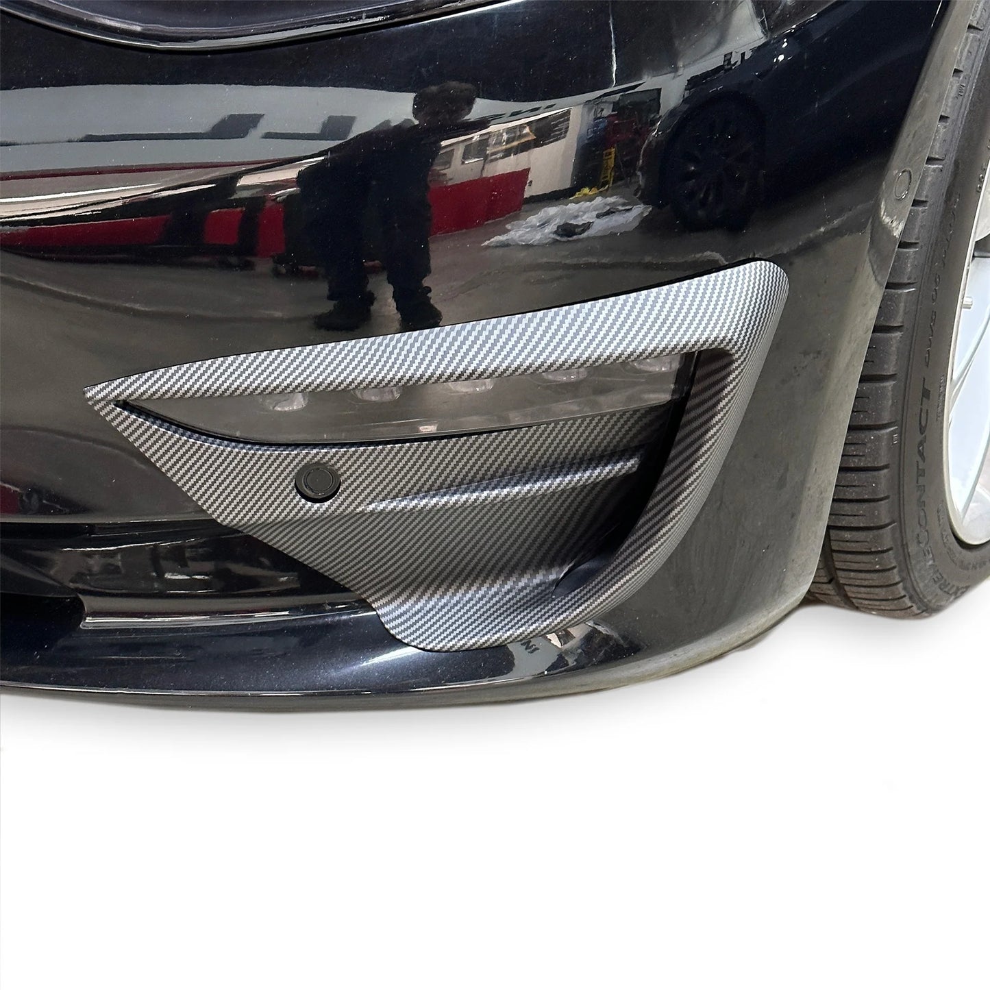 2017–2022 Tesla Model 3 Fog Light Canards (1 Pair) – Black-Out Style ABS Aero Trim | Gloss Black, Satin Black & Carbon Fiber Look