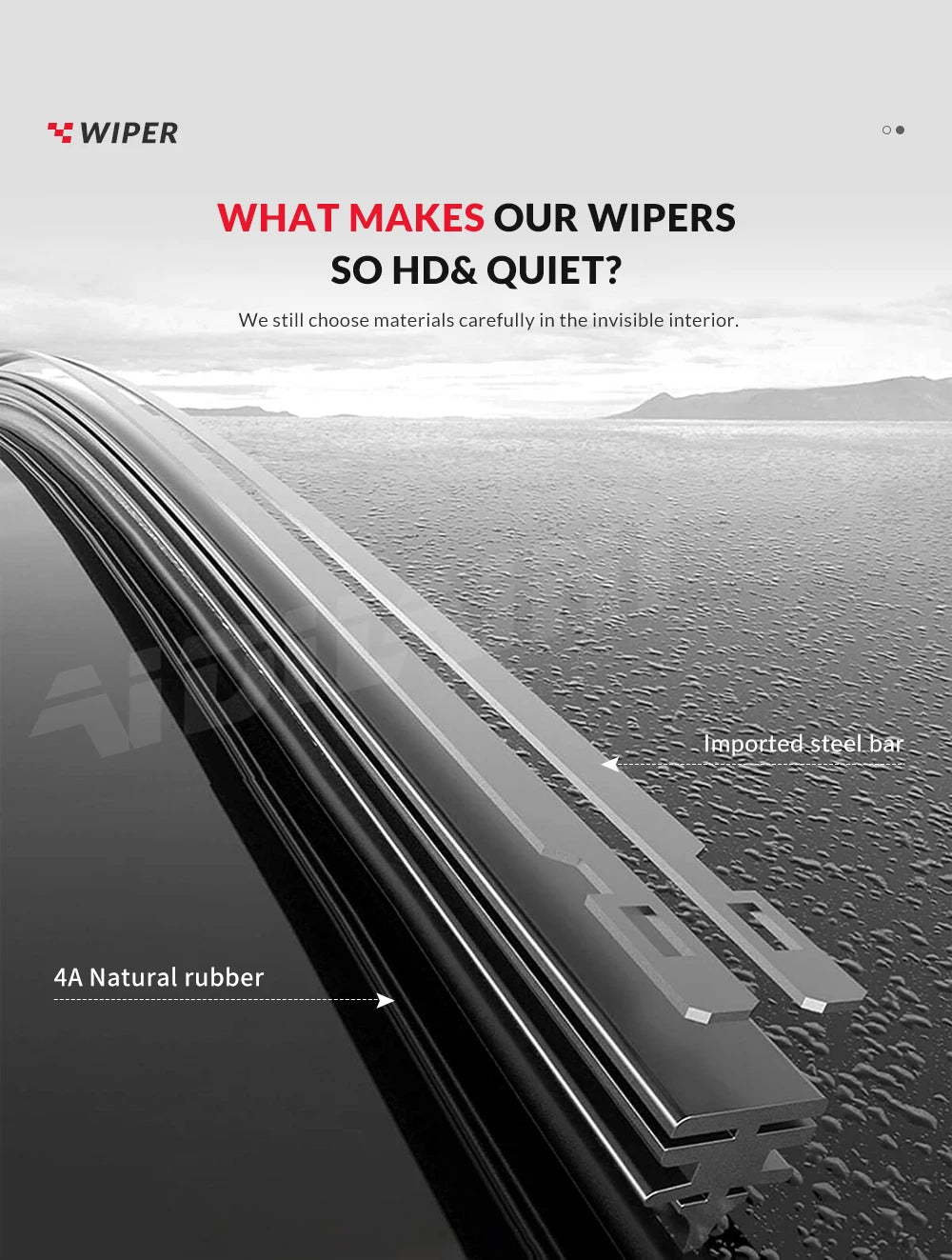 MIDOON Wiper, The company selects materials carefully for their wiper products, using imported steel bars and high-quality natural rubber to achieve quiet operation.