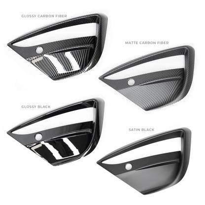2017–2022 Tesla Model 3 Fog Light Canards (1 Pair) – Black-Out Style ABS Aero Trim | Gloss Black, Satin Black & Carbon Fiber Look