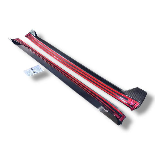 2017+ Tesla Model 3 Colossal Side Skirt Overlays – Real Dry Molded Carbon Fiber, Drill-Free Installation, Performance Aero Upgrade (1 Pair)