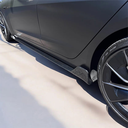2017+ Tesla Model 3 Colossal Side Skirt Overlays – Real Dry Molded Carbon Fiber, Drill-Free Installation, Performance Aero Upgrade (1 Pair)