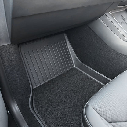 2025+ Tesla Model Y Juniper Right-Hand Drive TPE All-Weather Floor Mats with Detachable Carpet Liners – Custom OEM Fit Interior Protection for Tesla Model Y RHD Standard, Long Range & Performance