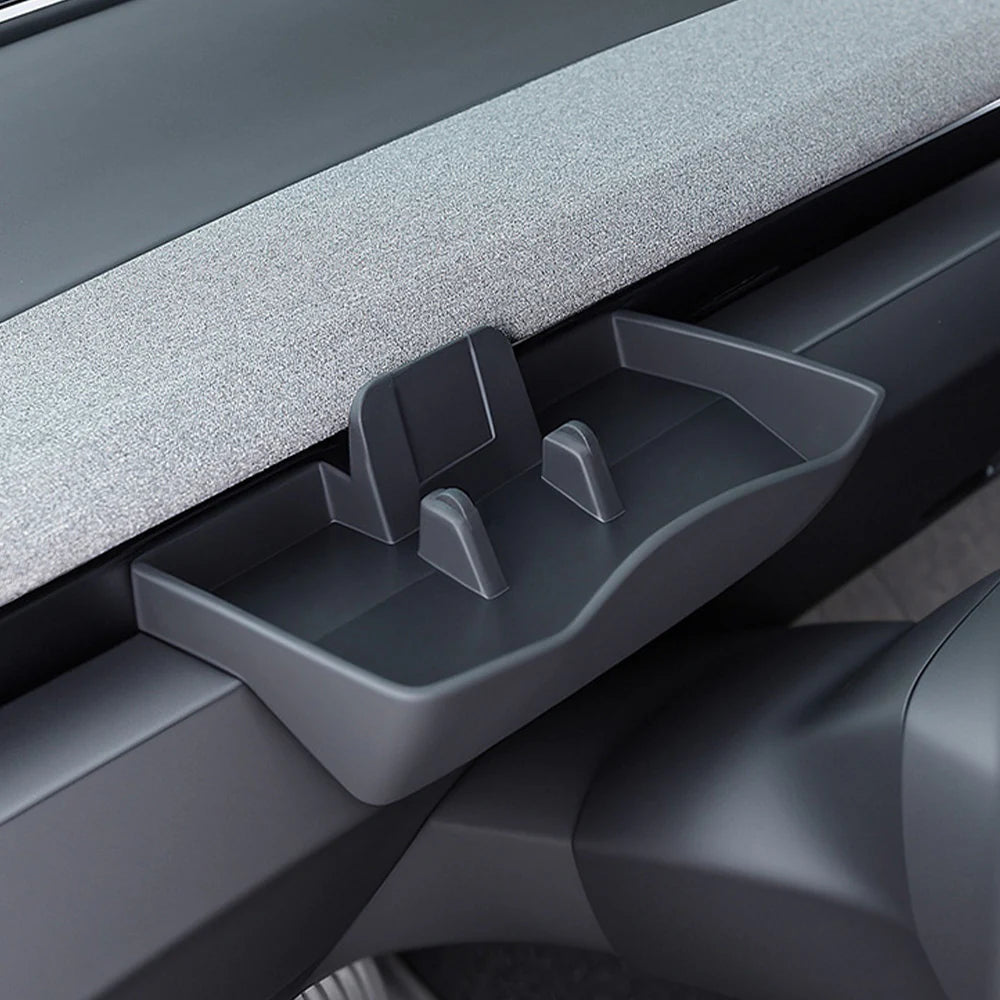 Tesla Model 3 Highland 2024+ & Model Y Juniper 2026+ Multifunctional Phone Holder Tray – Sliding Center Console Storage Organizer & Hands-Free Video Viewing Stand