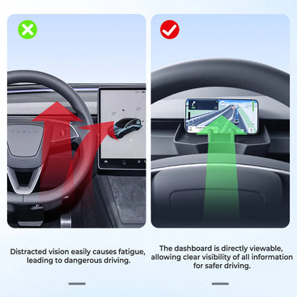 Tesla Model 3 Highland 2024+ & Model Y Juniper 2026+ Multifunctional Phone Holder Tray – Sliding Center Console Storage Organizer & Hands-Free Video Viewing Stand
