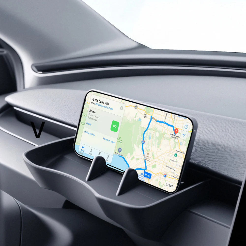 Tesla Model 3 Highland 2024+ & Model Y Juniper 2026+ Multifunctional Phone Holder Tray – Sliding Center Console Storage Organizer & Hands-Free Video Viewing Stand