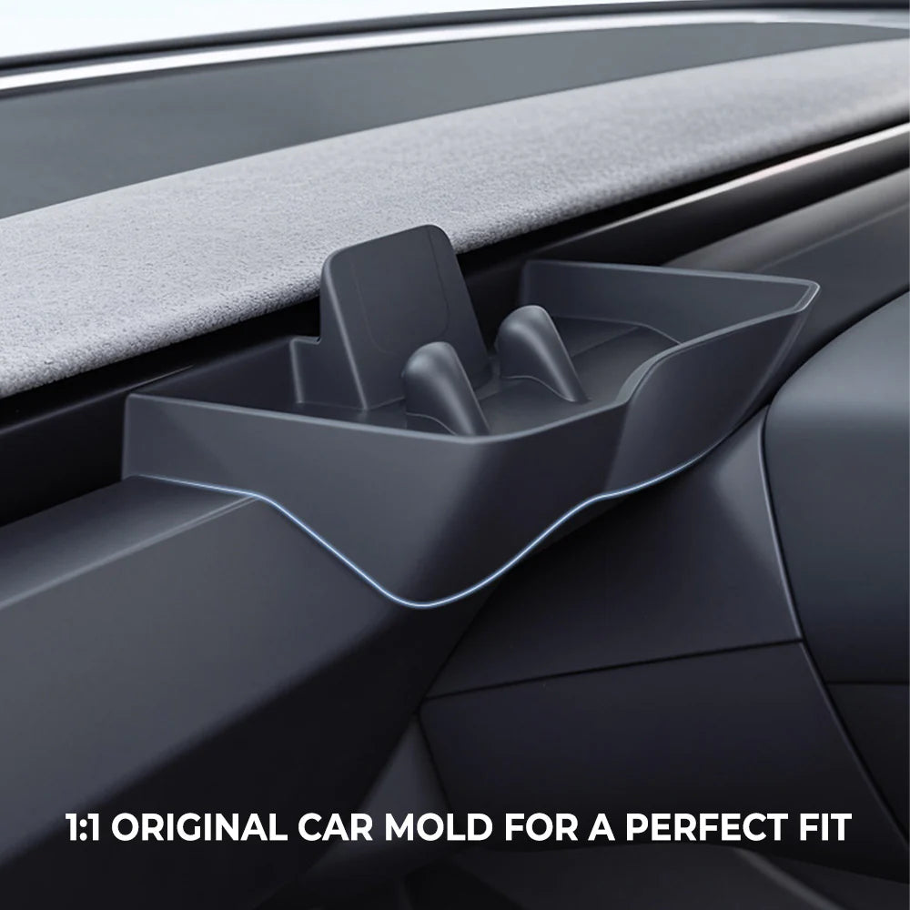 Tesla Model 3 Highland 2024+ & Model Y Juniper 2026+ Multifunctional Phone Holder Tray – Sliding Center Console Storage Organizer & Hands-Free Video Viewing Stand