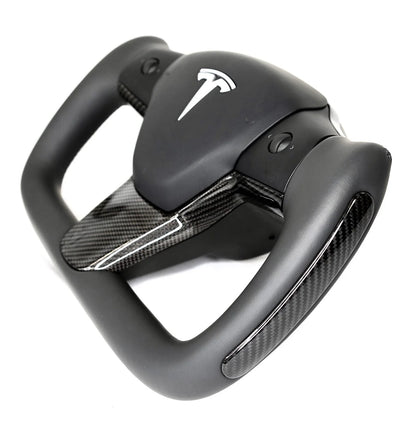 Tesla Model 3 (2017–2023) & Model Y (2020–2024) Steering Wheel Bezel Upgrade – Real OEM Molded Carbon Fiber Replacement Trim