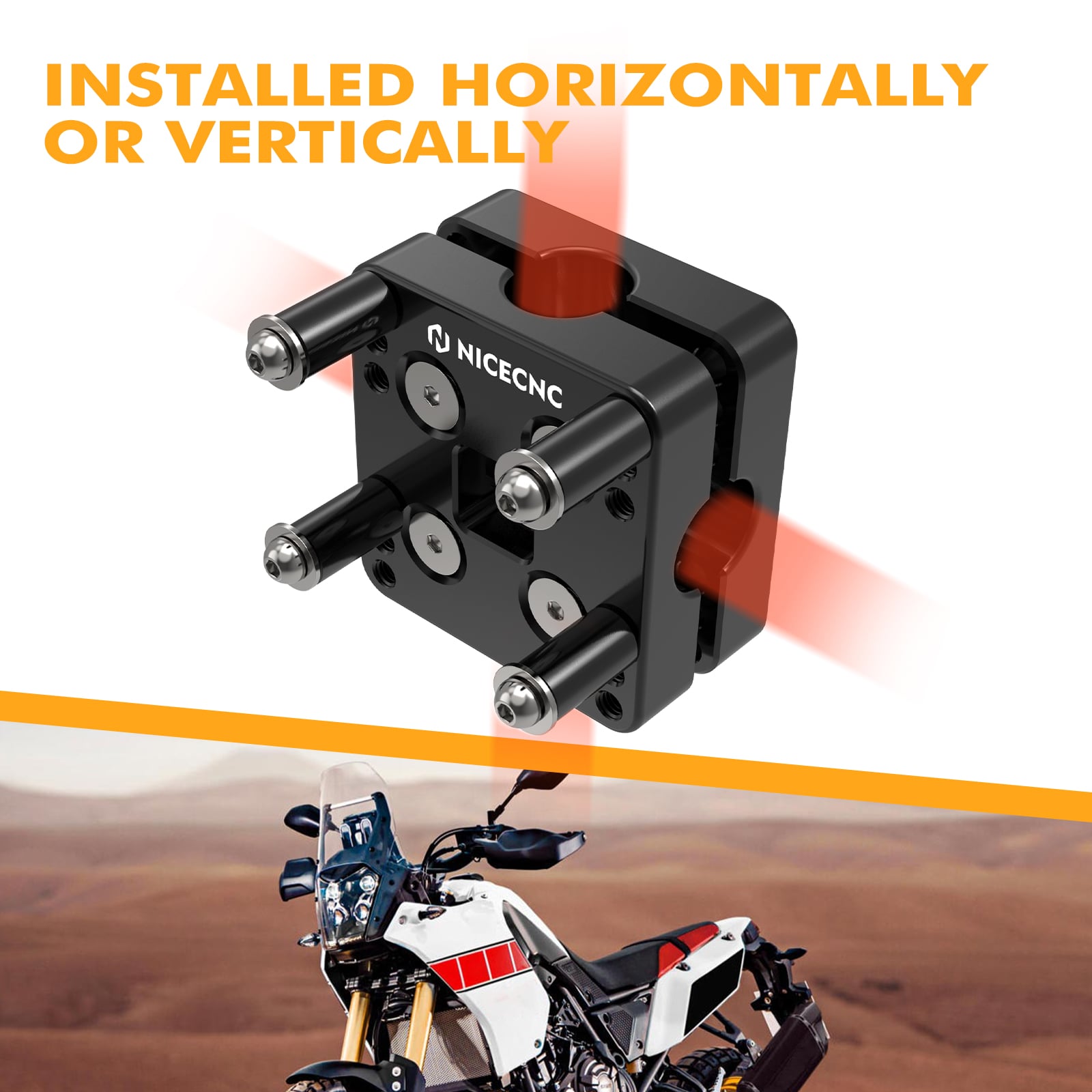 NiceCNC Aprilia Tuareg GPS Holder, A GPS holder bar clamp for Aprilia Tuareg 660 2022 motorcycles, providing a secure and adjustable installation.