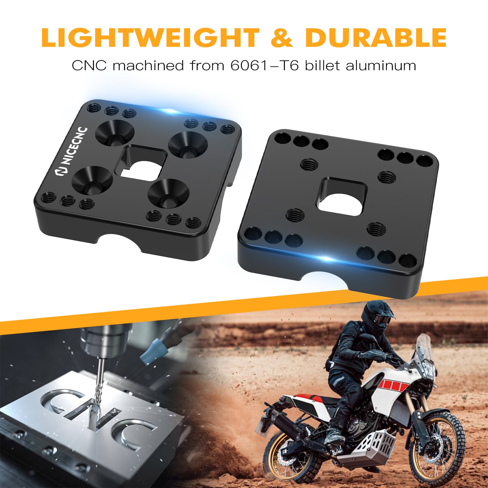 NiceCNC Aprilia Tuareg GPS Holder, Lightweight and durable CNC-machined from 6061-T6 billet aluminum, strong and reliable GPS holder bar clamp for Aprilia Tuareg 660 2022 models.