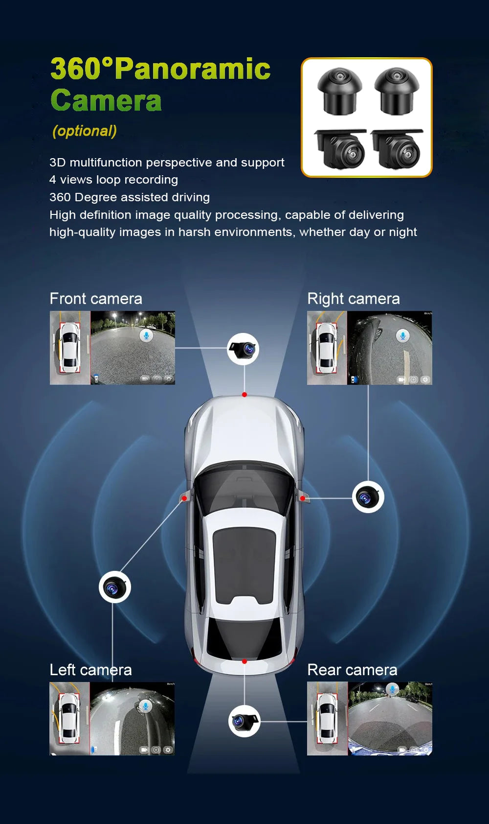 Nissan X-Trail Wireless Car Player features a 360-degree panoramic camera with high-definition image quality.