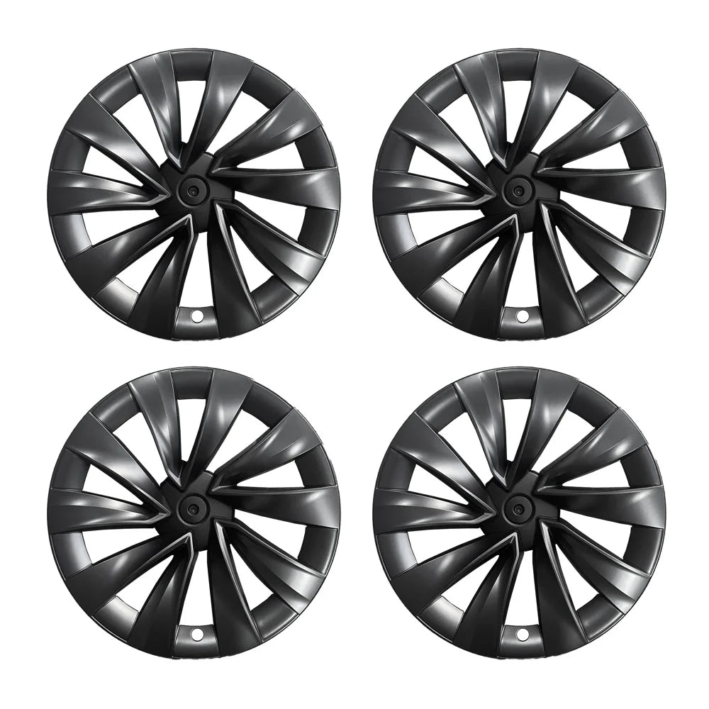 Nova-Style Wheel Covers for Tesla Model 3 2017-2023.09 with 18-Inch Aero Wheels – OEM Fit Matte Black & Silver Hubcaps Rim Protectors with Full Wheel Coverage