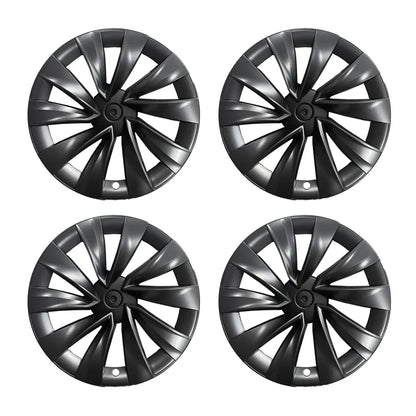 Nova-Style Wheel Covers for Tesla Model 3 2017-2023.09 with 18-Inch Aero Wheels – OEM Fit Matte Black & Silver Hubcaps Rim Protectors with Full Wheel Coverage