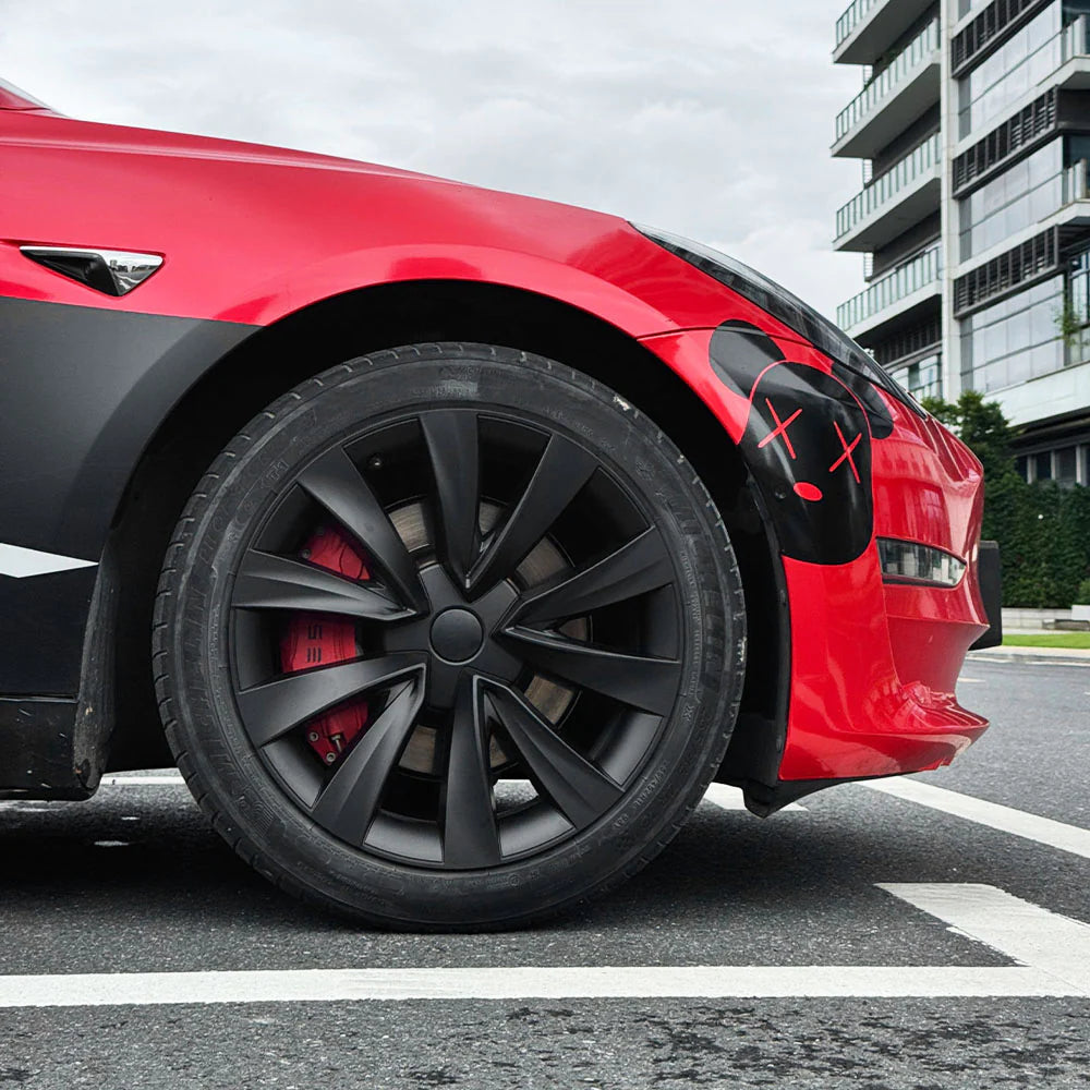 Nova-Style Wheel Covers for Tesla Model 3 2017-2023.09 with 18-Inch Aero Wheels – OEM Fit Matte Black & Silver Hubcaps Rim Protectors with Full Wheel Coverage