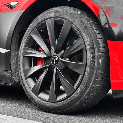 Nova-Style Wheel Covers for Tesla Model 3 2017-2023.09 with 18-Inch Aero Wheels – OEM Fit Matte Black & Silver Hubcaps Rim Protectors with Full Wheel Coverage