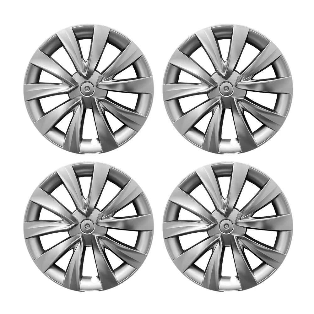 Nova-Style Wheel Covers for Tesla Model 3 2017-2023.09 with 18-Inch Aero Wheels – OEM Fit Matte Black & Silver Hubcaps Rim Protectors with Full Wheel Coverage