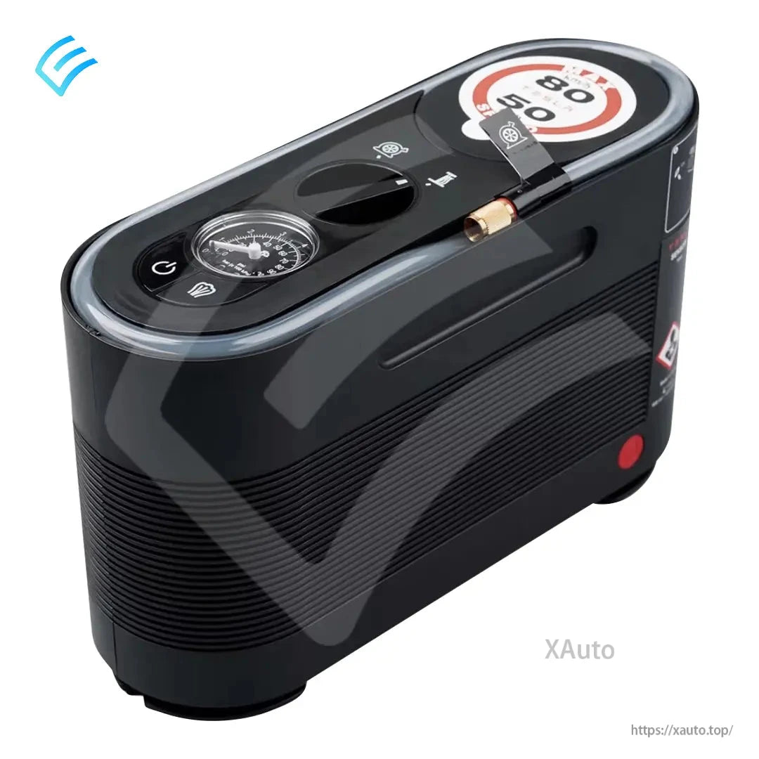 Tesla temporary flat repair compressor unit with pressure gauge and sealant setting dial (50/80)