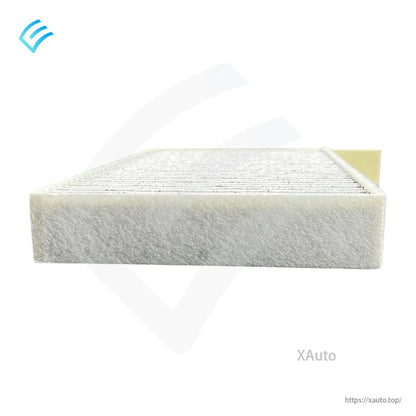 End view of Tesla HVAC cabin filter showing thick felt frame and pleated surface