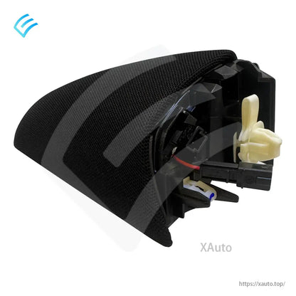 Rear connector and mounting clip close-up for Tesla Model Y front left door tweeter trim assembly