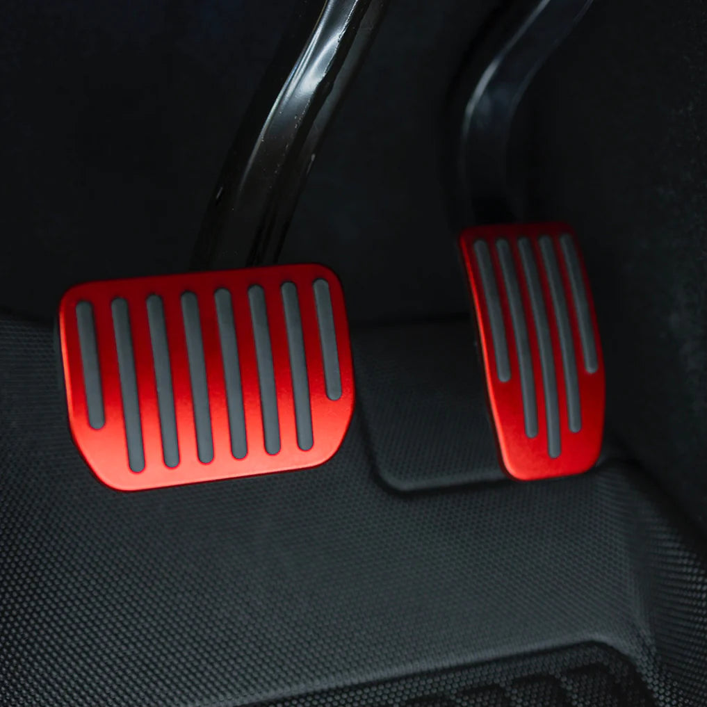 Tesla Model S / Model 3 / Model X / Model Y Gen. 3 Performance Pedals (2-Piece Set) – Powder Coated Aluminum, Black / Red / Silver – Fits All Years Including 2025+