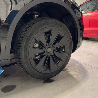 Performance-Style Wheel Covers for Tesla Model Y 19-Inch Gemini Wheels (2020–2025.02) | Directional Left & Right Aerodynamic Hubcap Set – Glossy Sport Upgrade, Easy Install, Includes Center Caps