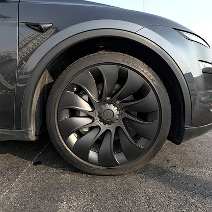 20" Uberturbine Style Wheel Covers for Tesla Model Y Juniper 2025+ (Helix 2.0 Wheels) – Full Rim Protection, Aerodynamic Hubcaps, Satin Black ABS