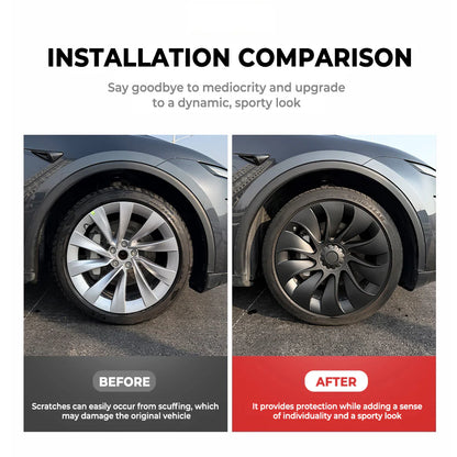 20" Uberturbine Style Wheel Covers for Tesla Model Y Juniper 2025+ (Helix 2.0 Wheels) – Full Rim Protection, Aerodynamic Hubcaps, Satin Black ABS