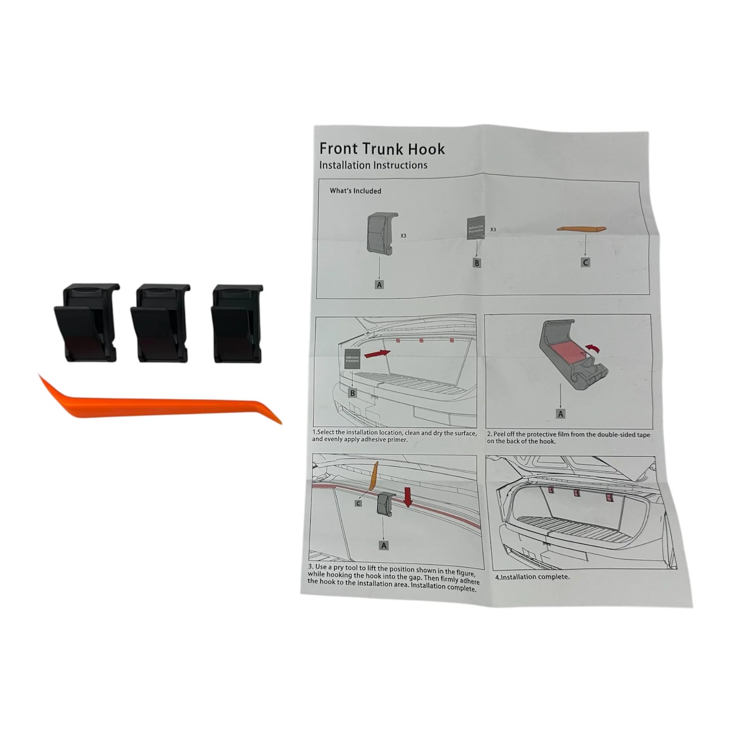 Tesla Cybertruck Frunk Hook Attachments – 3-Piece Retractable Cargo Hook Set for Front Trunk Storage (2024–Present Cybertruck)