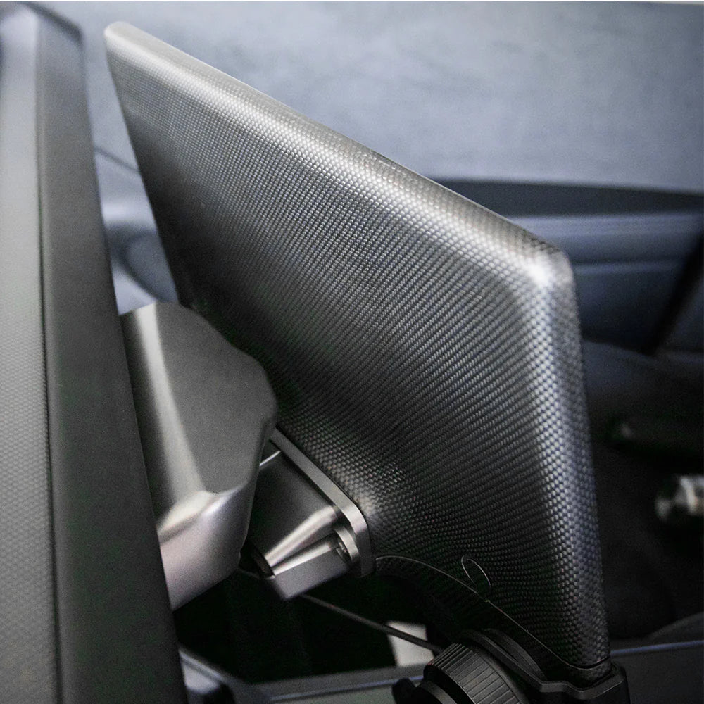 Real Dry Carbon Fiber Touchscreen Center Cover for 2024+ Tesla Model 3 Highland – 1x1 Plain Weave Gloss Screen Frame Protector Interior Trim Overlay