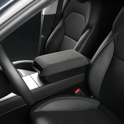 Raised Center Console Armrest Storage Box with Drawer for Tesla Model Y Juniper 2025+ & Tesla Model 3 Highland 2024–2026+ | Ergonomic Armrest Riser Organizer with Hidden Storage