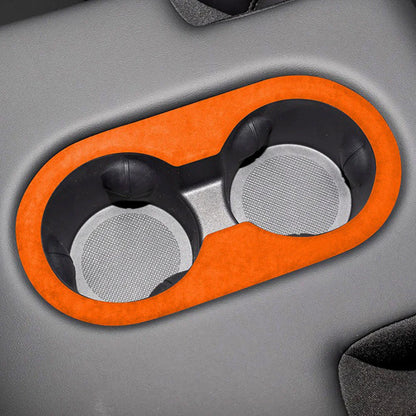 Premium Alcantara Cup Holder Cover for 2025+ Tesla Model Y Juniper Interior – Custom Fit Center Console Cup Holder Trim Protector, Soft Suede Luxury Upgrade Accessory