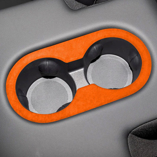 Premium Alcantara Cup Holder Cover for 2025+ Tesla Model Y Juniper Interior – Custom Fit Center Console Cup Holder Trim Protector, Soft Suede Luxury Upgrade Accessory