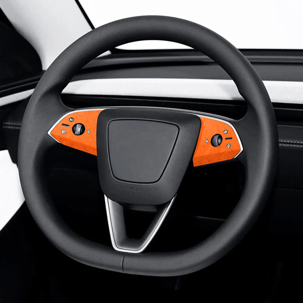 Premium Alcantara Steering Wheel Trim Cover Kit for 2025+ Tesla Model Y Juniper (2025.03+) – OEM-Fit Interior Steering Wheel Panel Upgrade, Luxury Suede Finish, Scratch & Fingerprint Resistant