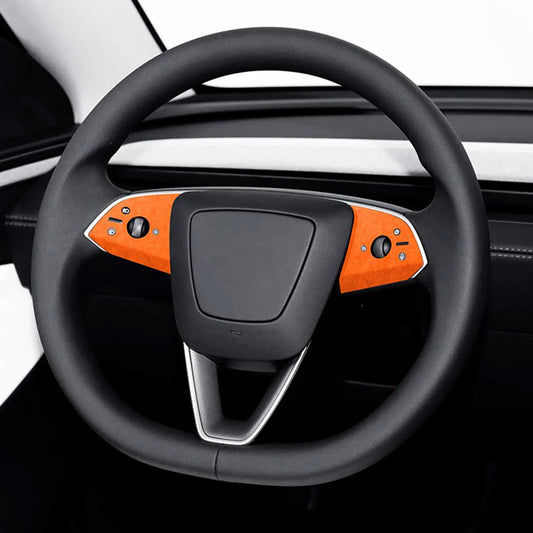 Premium Alcantara Steering Wheel Trim Cover Kit for 2025+ Tesla Model Y Juniper (2025.03+) – OEM-Fit Interior Steering Wheel Panel Upgrade, Luxury Suede Finish, Scratch & Fingerprint Resistant