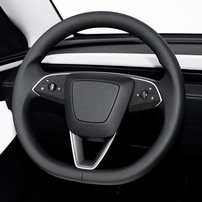 Premium Alcantara Steering Wheel Trim Cover Kit for 2025+ Tesla Model Y Juniper (2025.03+) – OEM-Fit Interior Steering Wheel Panel Upgrade, Luxury Suede Finish, Scratch & Fingerprint Resistant