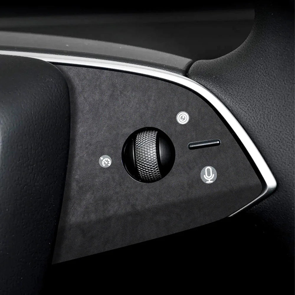 Premium Alcantara Steering Wheel Trim Cover Kit for 2025+ Tesla Model Y Juniper (2025.03+) – OEM-Fit Interior Steering Wheel Panel Upgrade, Luxury Suede Finish, Scratch & Fingerprint Resistant