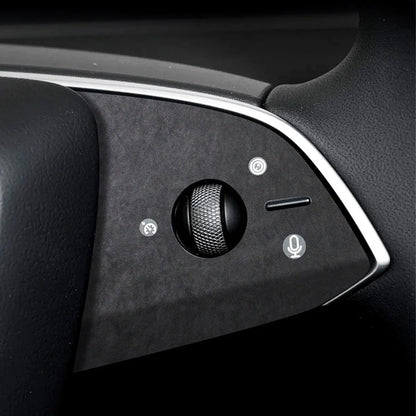Premium Alcantara Steering Wheel Trim Cover Kit for 2025+ Tesla Model Y Juniper (2025.03+) – OEM-Fit Interior Steering Wheel Panel Upgrade, Luxury Suede Finish, Scratch & Fingerprint Resistant