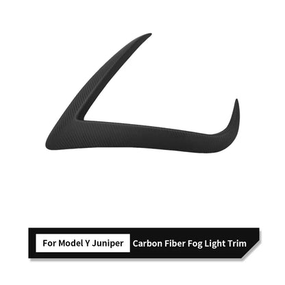 Real Carbon Fiber Fog Light Trim Covers for 2025+ Tesla Model Y Juniper (Non-Performance) – High Gloss Exterior Front Bumper Accent Garnish with OEM Precision Fit & Aerodynamic Styling Upgrade