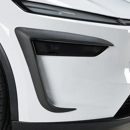 Real Carbon Fiber Fog Light Trim Covers for 2025+ Tesla Model Y Juniper (Non-Performance) – High Gloss Exterior Front Bumper Accent Garnish with OEM Precision Fit & Aerodynamic Styling Upgrade
