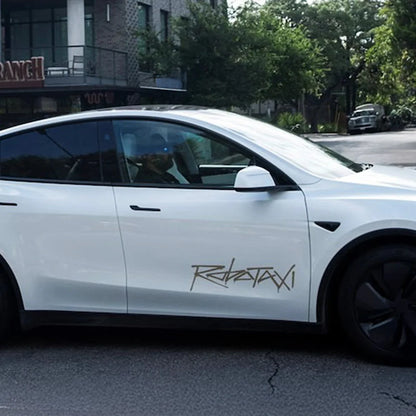 Tesla Robotaxi Exterior Sticker for Model 3 / Model Y / Model S / Model X – Premium Waterproof PVC Decal for Autonomous Ride-Sharing Identification & Futuristic Styling