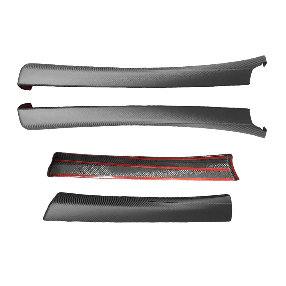Real Dry Carbon Fiber Door Panel Trim Covers for 2026+ Tesla Model Y Juniper – Front & Rear Interior Upper Door Garnish with OEM Ambient Light Compatibility, 2x2 Twill & 1x1 Plain Weave Finish