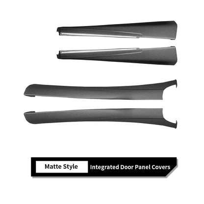 Real Dry Carbon Fiber Door Panel Trim Covers for 2026+ Tesla Model Y Juniper – Front & Rear Interior Upper Door Garnish with OEM Ambient Light Compatibility, 2x2 Twill & 1x1 Plain Weave Finish
