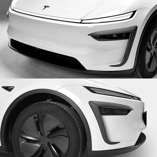 Real Carbon Fiber Fog Light Trim Covers for 2025+ Tesla Model Y Juniper (Non-Performance) – High Gloss Exterior Front Bumper Accent Garnish with OEM Precision Fit & Aerodynamic Styling Upgrade