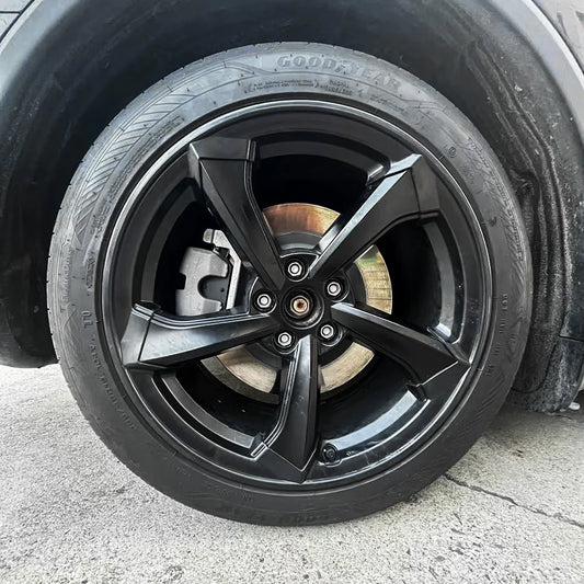Premium 19” Wheel Rim Protector Set for 2026+ Tesla Model Y Juniper (Crossflow Wheels) – ABS Curb Rash Guard with Satin Finish + Center Cap Covers | Scratch Protection & Exterior Wheel Upgrade