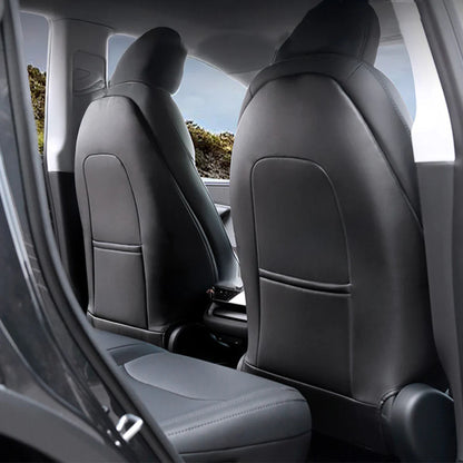 Premium Waterproof Seat Back Kick Protectors for Tesla Model Y Juniper 2025+ Rear Seat Back Covers with Storage Pockets | OEM-Matched Microfiber Leather Interior Protection (2PCS)