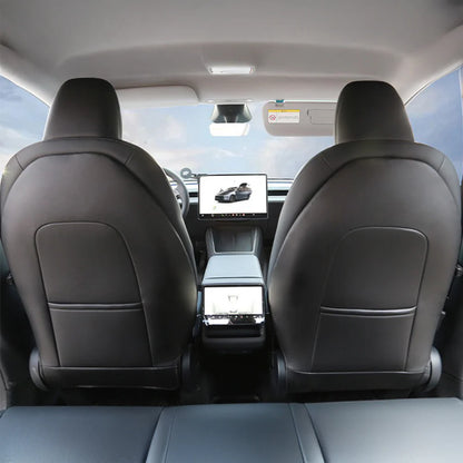 Premium Waterproof Seat Back Kick Protectors for Tesla Model Y Juniper 2025+ Rear Seat Back Covers with Storage Pockets | OEM-Matched Microfiber Leather Interior Protection (2PCS)