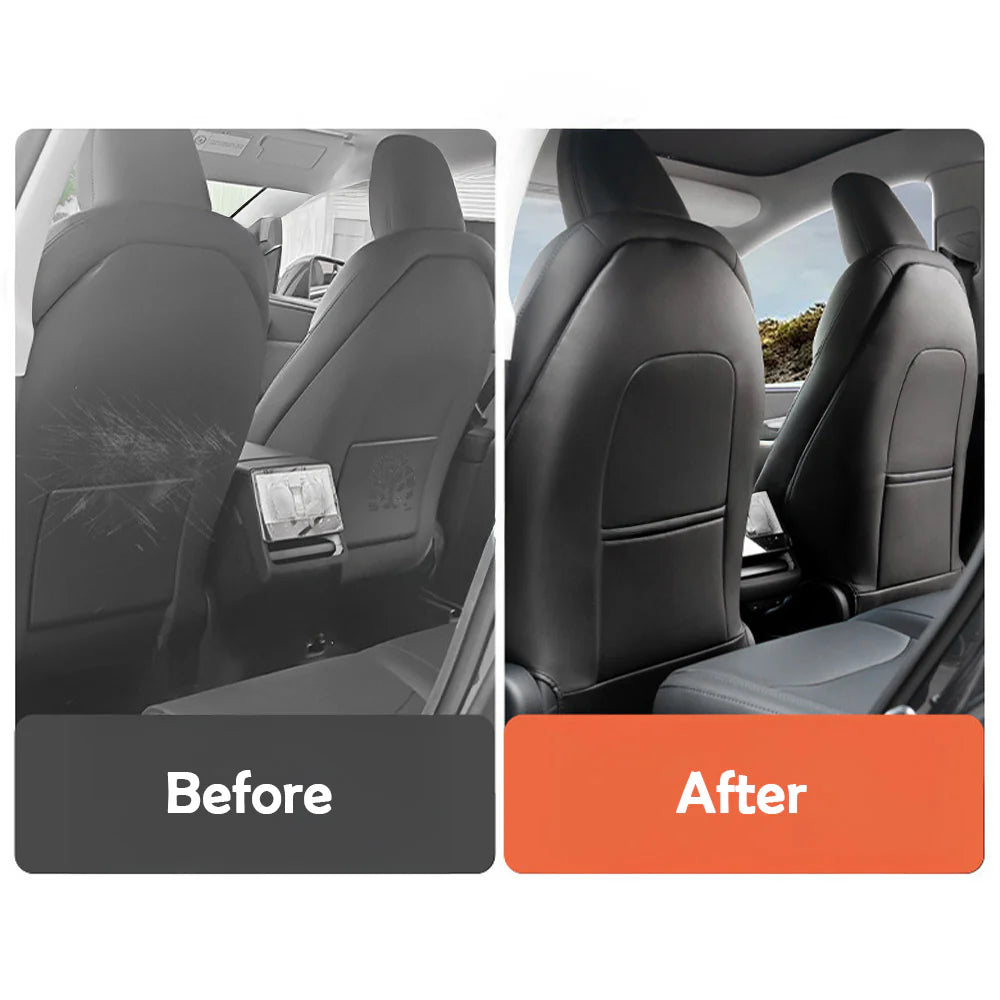 Premium Waterproof Seat Back Kick Protectors for Tesla Model Y Juniper 2025+ Rear Seat Back Covers with Storage Pockets | OEM-Matched Microfiber Leather Interior Protection (2PCS)