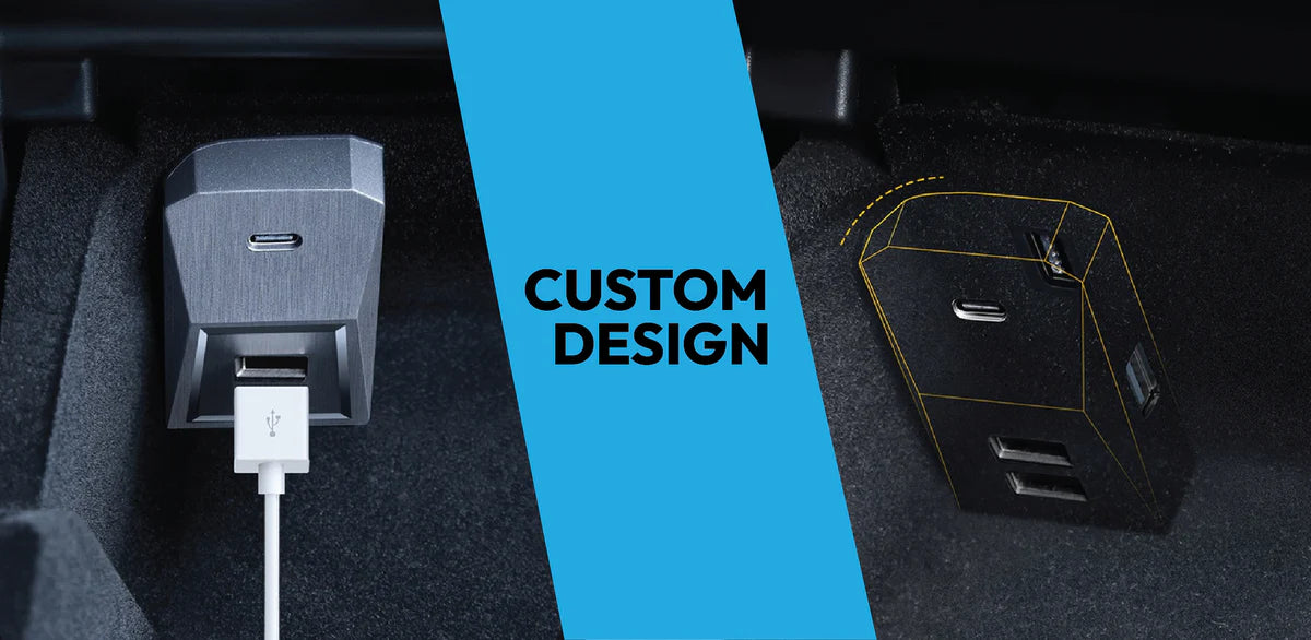 Glove Box Cyber-HUB USB Adapter for Tesla Model 3 & Model Y (2021–2023) – 4-Port USB Hub for Sentry Mode, Data & Charging