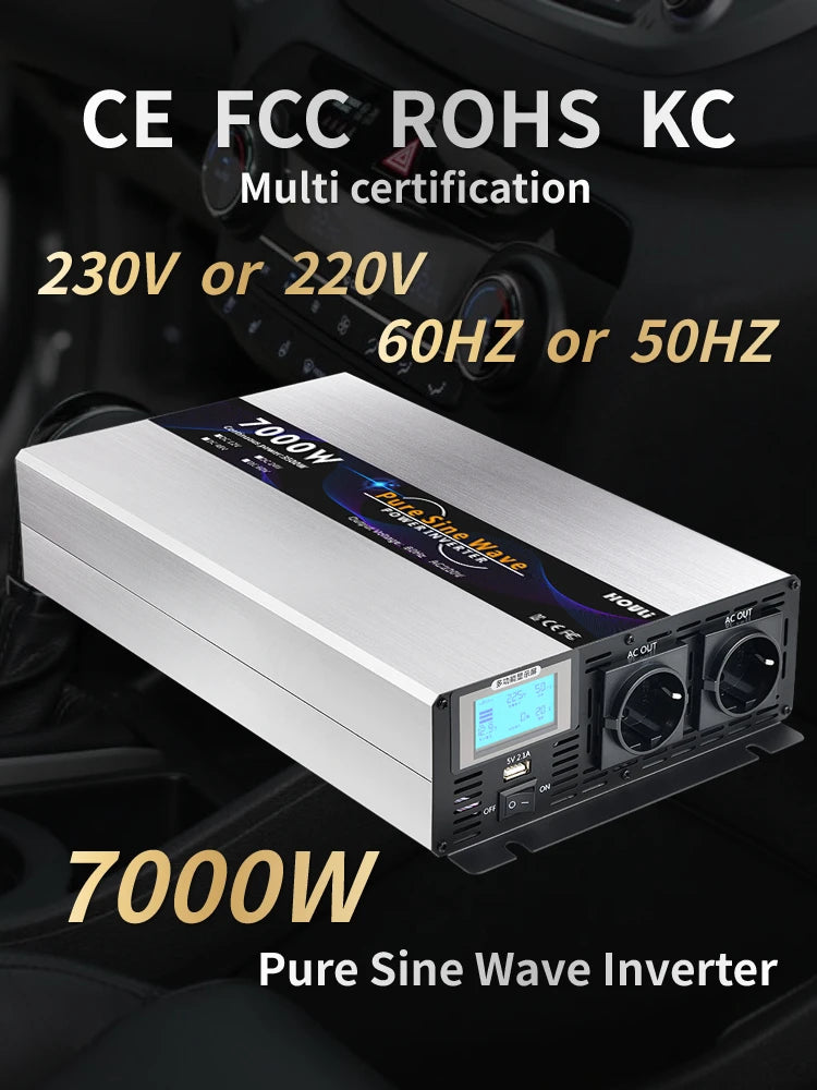 Pure Sine Wave Inverter with multi-certification and suitable for various voltages and frequencies.