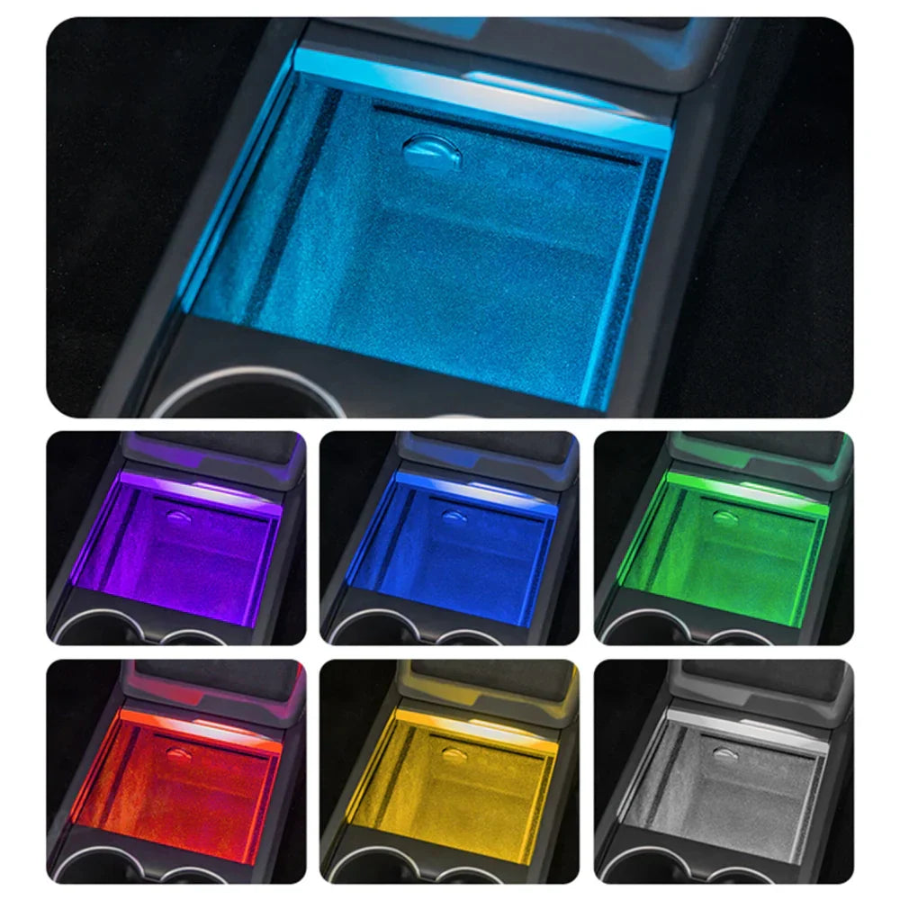 Tesla Model 3 & Model Y Wireless RGB Center Console LED Upgrade Kit – Color-Selectable Ambient Lighting, 5× Brighter OEM Replacement, 2024+ Model 3 Highland & 2026+ Model Y Juniper Compatible