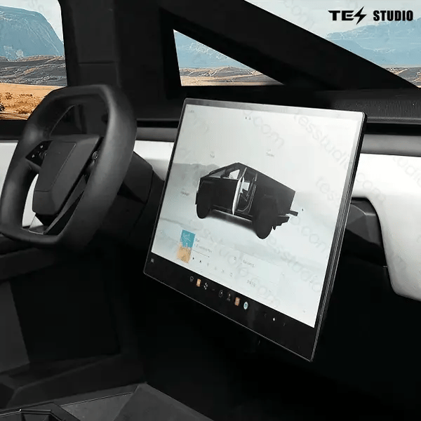 2026 Tesla Cybertruck Center Screen Swivel Rotating Mount Kit V3 – Original Screen Height | 4-Way Adjustable | Easy Installation Aluminum Console Display Bracket